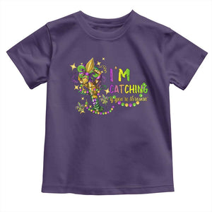 Funny I'm Catchin' If You're Throwin' Mardi Gras Toddler T Shirt Crawfish Beads Fleur De Lys TS11 Purple Print Your Wear