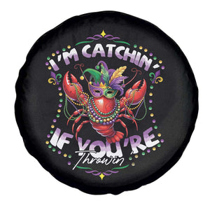 Funny I'm Catchin' If You're Throwin' Mardi Gras Spare Tire Cover Crawfish Beads Jester Hat TS11 Print Your Wear