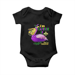 Funny Mardi Gras Pelican Baby Onesie I'm Catchin' If You're Throwin' Beads Doubloons TS11 Black Print Your Wear