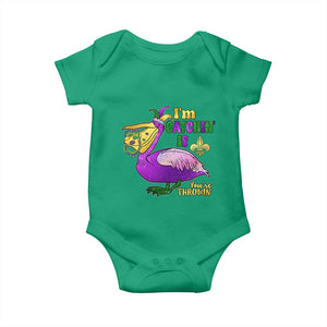 Funny Mardi Gras Pelican Baby Onesie I'm Catchin' If You're Throwin' Beads Doubloons TS11 Irish Green Print Your Wear