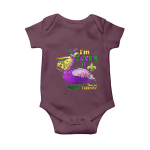 Funny Mardi Gras Pelican Baby Onesie I'm Catchin' If You're Throwin' Beads Doubloons TS11 Maroon Print Your Wear