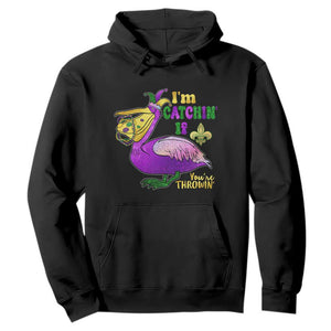 Funny Mardi Gras Pelican Hoodie I'm Catchin' If You're Throwin' Beads Doubloons TS11 Black Print Your Wear