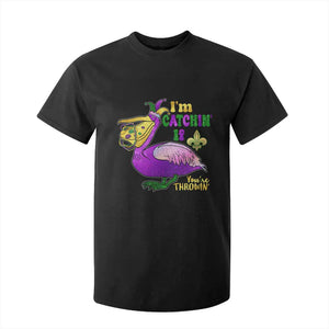 Funny Mardi Gras Pelican T Shirt For Kid I'm Catchin' If You're Throwin' Beads Doubloons TS11 Black Print Your Wear