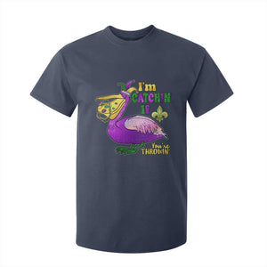 Funny Mardi Gras Pelican T Shirt For Kid I'm Catchin' If You're Throwin' Beads Doubloons TS11 Navy Print Your Wear