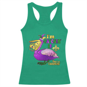 Funny Mardi Gras Pelican Racerback Tank Top I'm Catchin' If You're Throwin' Beads Doubloons TS11 Irish Green Print Your Wear