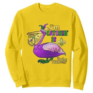 Funny Mardi Gras Pelican Sweatshirt I'm Catchin' If You're Throwin' Beads Doubloons TS11 Daisy Print Your Wear