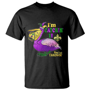 Funny Mardi Gras Pelican T Shirt I'm Catchin' If You're Throwin' Beads Doubloons TS11 Black Print Your Wear