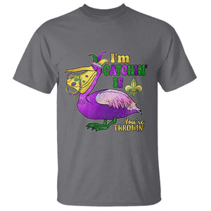 Funny Mardi Gras Pelican T Shirt I'm Catchin' If You're Throwin' Beads Doubloons TS11 Charcoal Print Your Wear