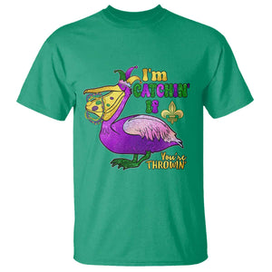 Funny Mardi Gras Pelican T Shirt I'm Catchin' If You're Throwin' Beads Doubloons TS11 Irish Green Print Your Wear