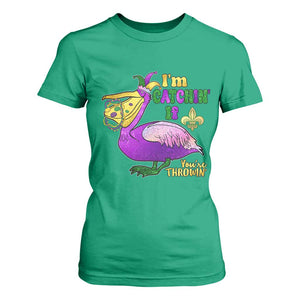 Funny Mardi Gras Pelican T Shirt For Women I'm Catchin' If You're Throwin' Beads Doubloons TS11 Irish Green Print Your Wear
