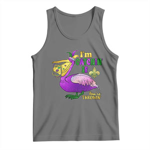 Funny Mardi Gras Pelican Tank Top I'm Catchin' If You're Throwin' Beads Doubloons TS11 Black Heather Print Your Wear