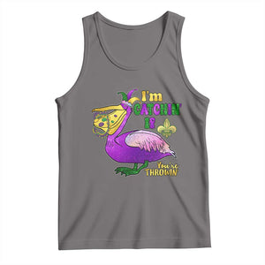 Funny Mardi Gras Pelican Tank Top I'm Catchin' If You're Throwin' Beads Doubloons TS11 Deep Heather Print Your Wear