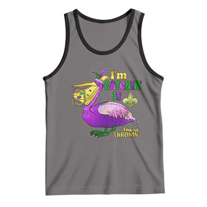 Funny Mardi Gras Pelican Tank Top I'm Catchin' If You're Throwin' Beads Doubloons TS11 Deep Heather Black Print Your Wear