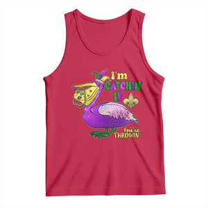 Funny Mardi Gras Pelican Tank Top I'm Catchin' If You're Throwin' Beads Doubloons TS11 Red Print Your Wear