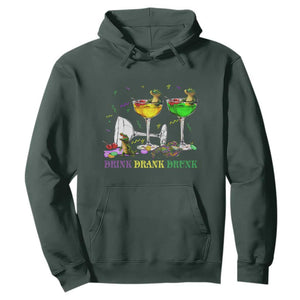 Funny Mardi Gras Drinking Hoodie Drink Drank Drunk Glass Of Wine Alligators TS11 Dark Forest Green Print Your Wear