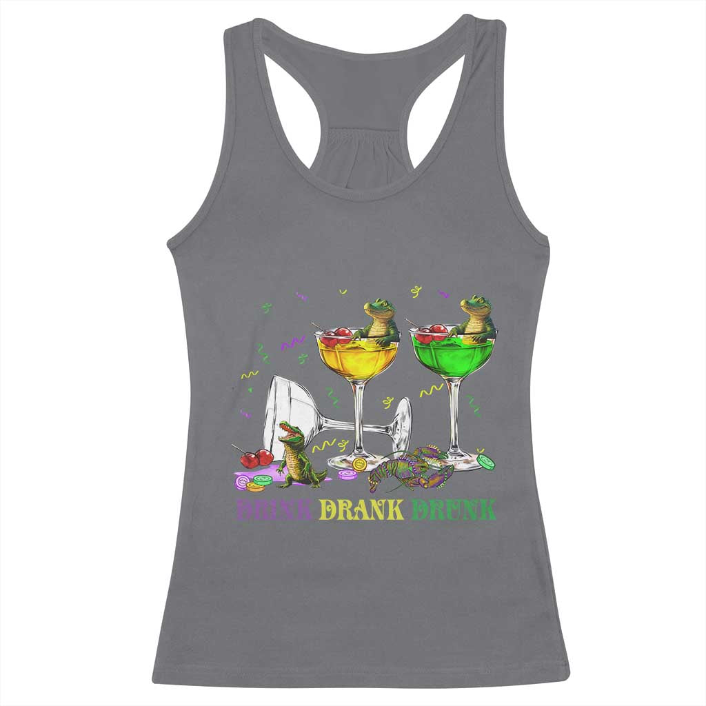 Funny Mardi Gras Drinking Racerback Tank Top Drink Drank Drunk Glass Of Wine Alligators TS11 Charcoal Print Your Wear