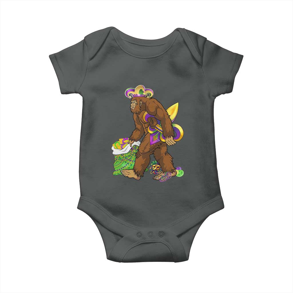 Funny Bigfoot Carnival Mardi Gras Party Baby Onesie TS11 Dark Heather Print Your Wear