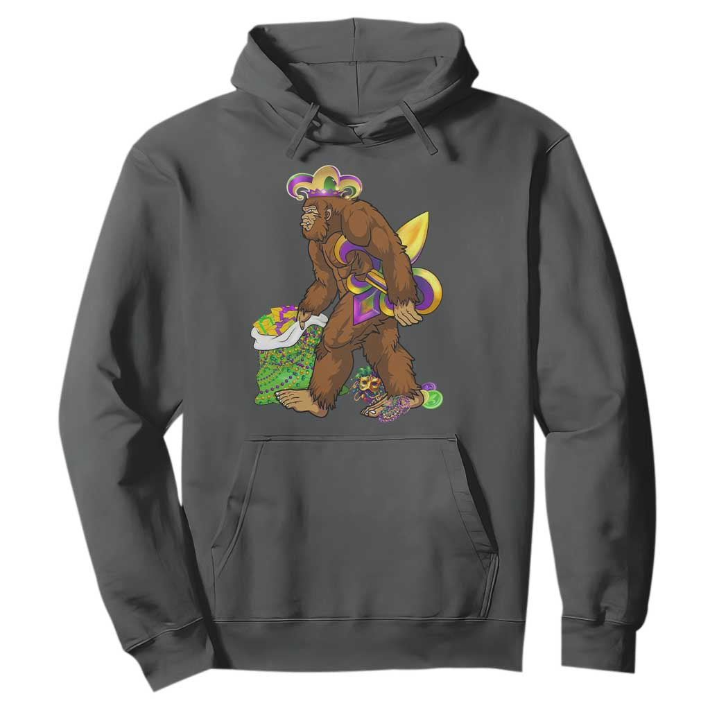 Funny Bigfoot Carnival Mardi Gras Party Hoodie TS11 Dark Heather Print Your Wear