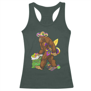 Funny Bigfoot Carnival Mardi Gras Party Racerback Tank Top TS11 Dark Forest Green Print Your Wear
