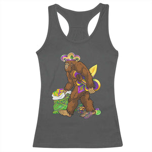 Funny Bigfoot Carnival Mardi Gras Party Racerback Tank Top TS11 Dark Heather Print Your Wear