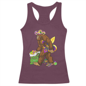 Funny Bigfoot Carnival Mardi Gras Party Racerback Tank Top TS11 Maroon Print Your Wear