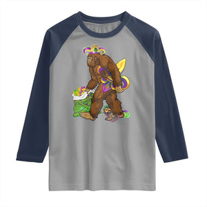 Funny Bigfoot Carnival Mardi Gras Party Raglan Shirt TS11 Sport Gray Navy Print Your Wear