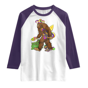 Funny Bigfoot Carnival Mardi Gras Party Raglan Shirt TS11 White Purple Print Your Wear