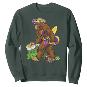 Funny Bigfoot Carnival Mardi Gras Party Sweatshirt TS11 Dark Forest Green Print Your Wear