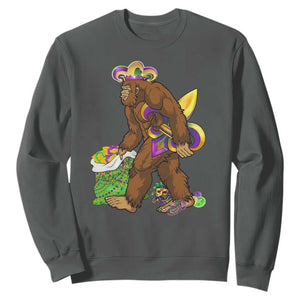 Funny Bigfoot Carnival Mardi Gras Party Sweatshirt TS11 Dark Heather Print Your Wear