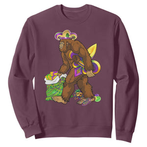 Funny Bigfoot Carnival Mardi Gras Party Sweatshirt TS11 Maroon Print Your Wear