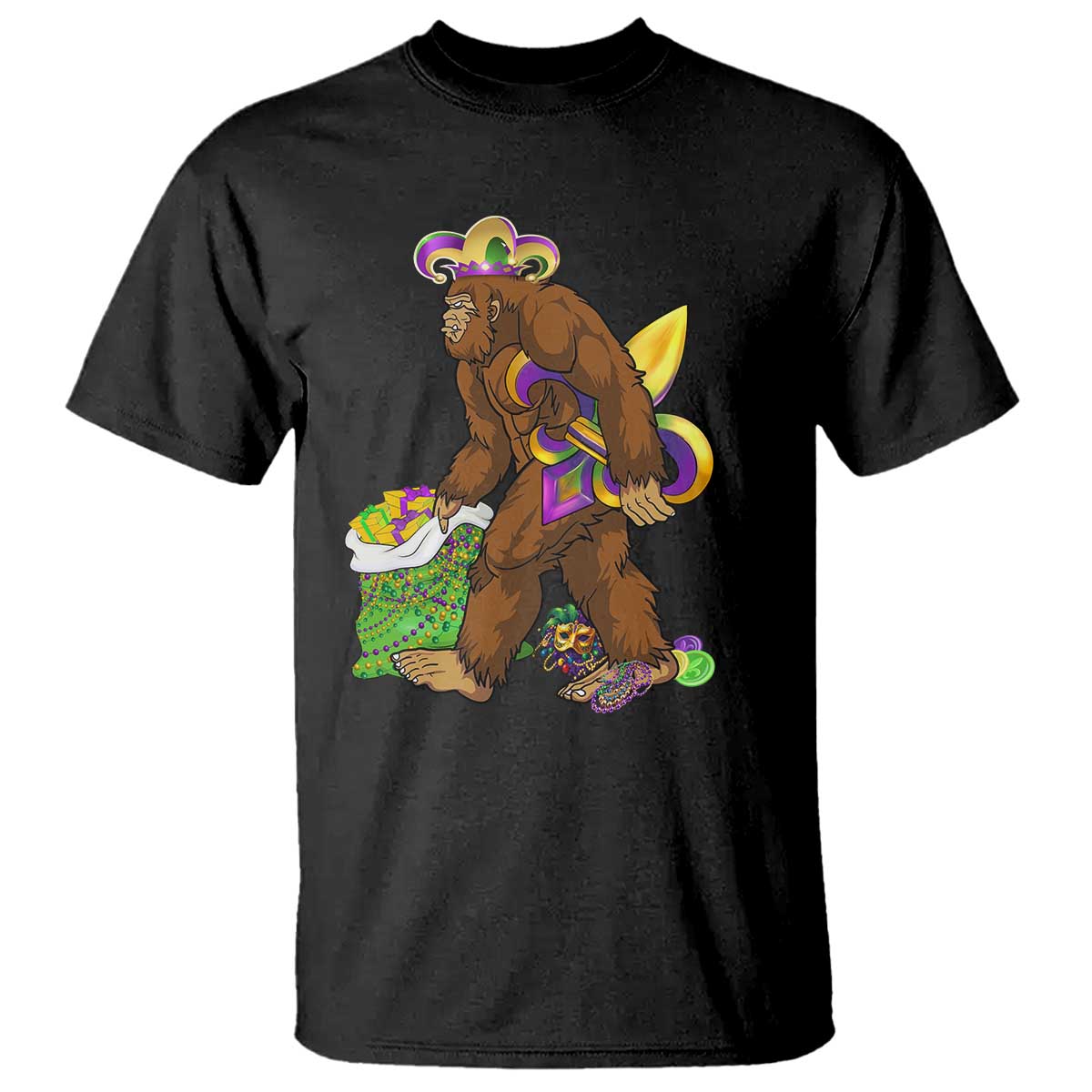Funny Bigfoot Carnival Mardi Gras Party T Shirt TS11 Black Print Your Wear
