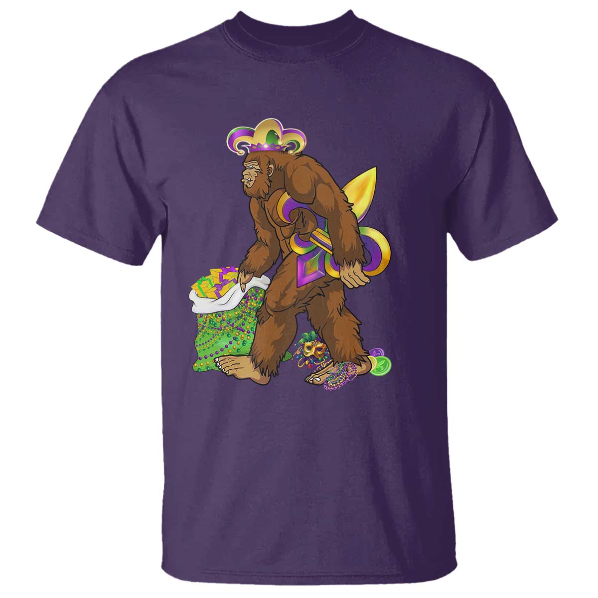 Funny Bigfoot Carnival Mardi Gras Party T Shirt TS11 Purple Print Your Wear