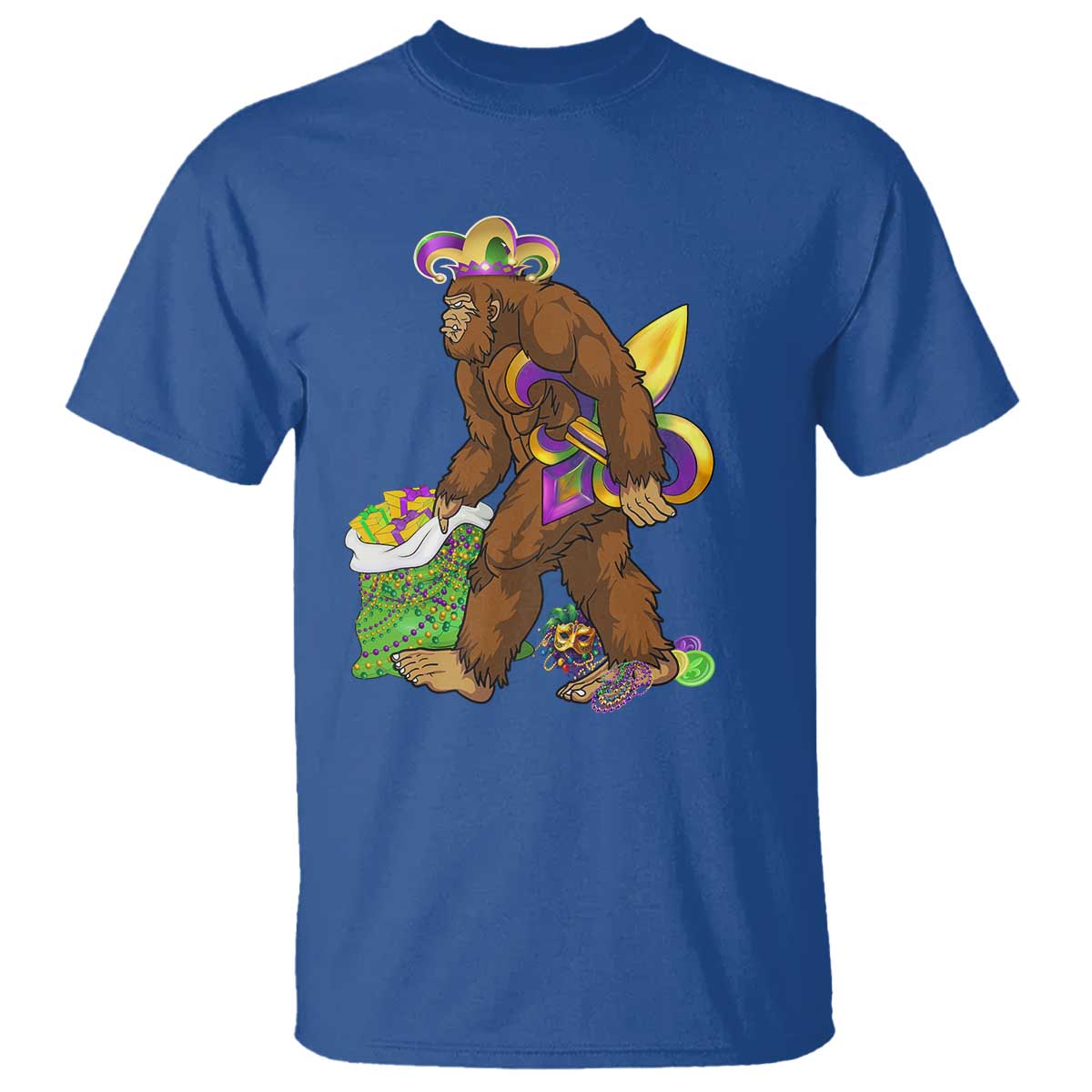 Funny Bigfoot Carnival Mardi Gras Party T Shirt TS11 Royal Blue Print Your Wear