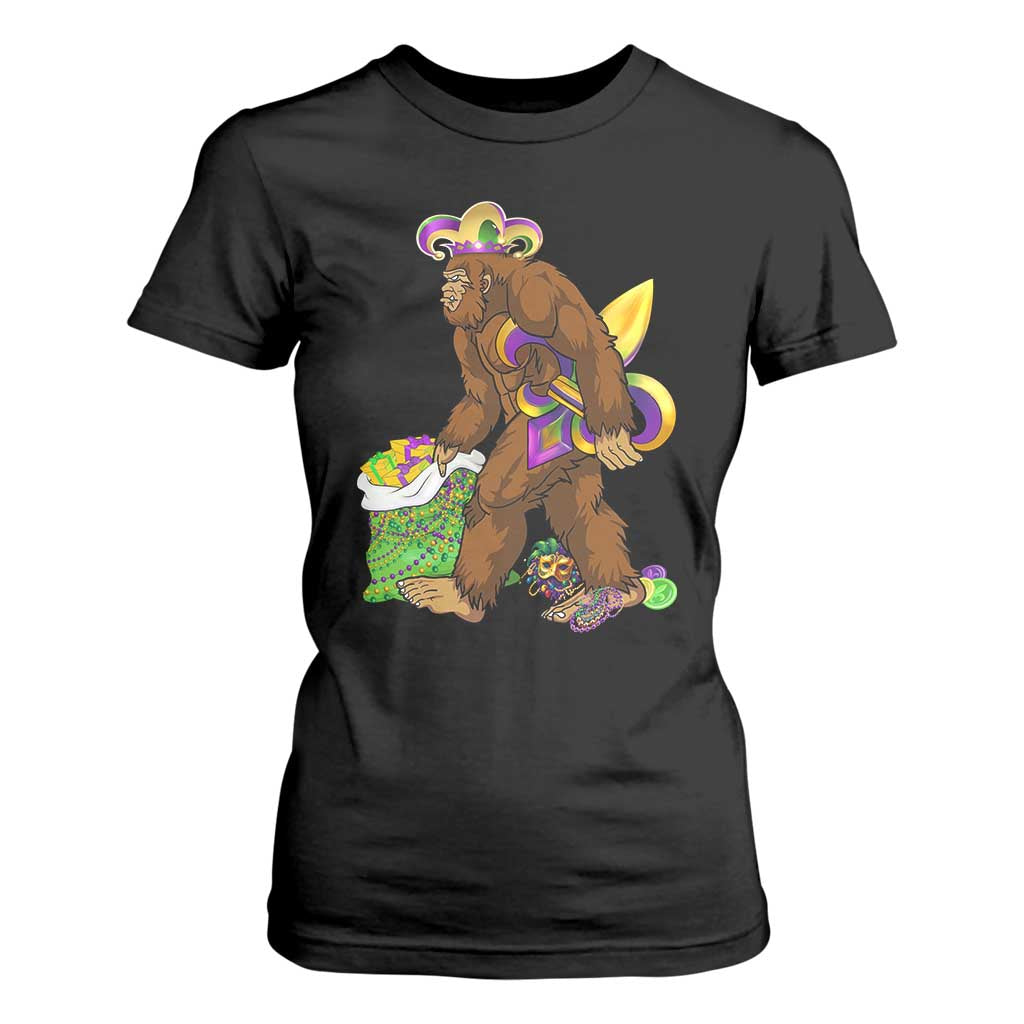 Funny Bigfoot Carnival Mardi Gras Party T Shirt For Women TS11 Black Print Your Wear