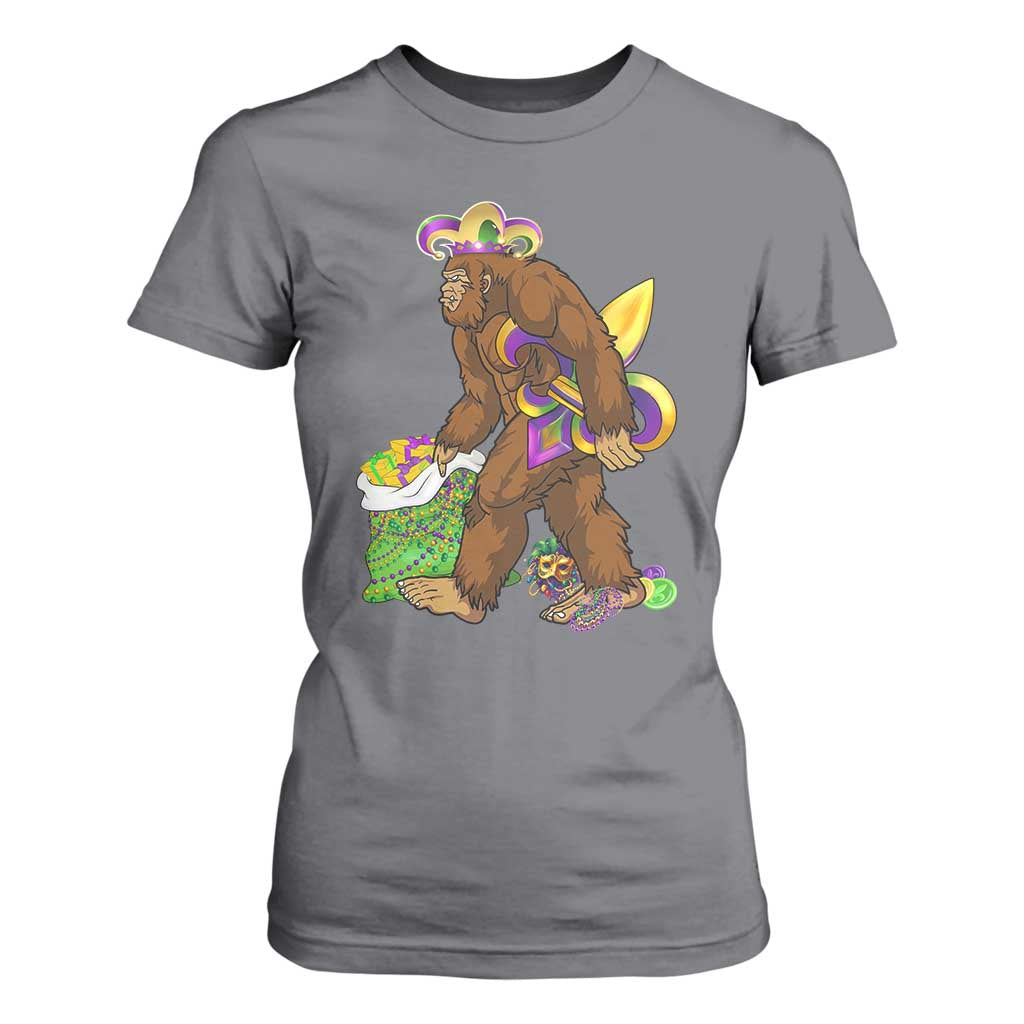 Funny Bigfoot Carnival Mardi Gras Party T Shirt For Women TS11 Charcoal Print Your Wear