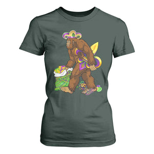 Funny Bigfoot Carnival Mardi Gras Party T Shirt For Women TS11 Dark Forest Green Print Your Wear