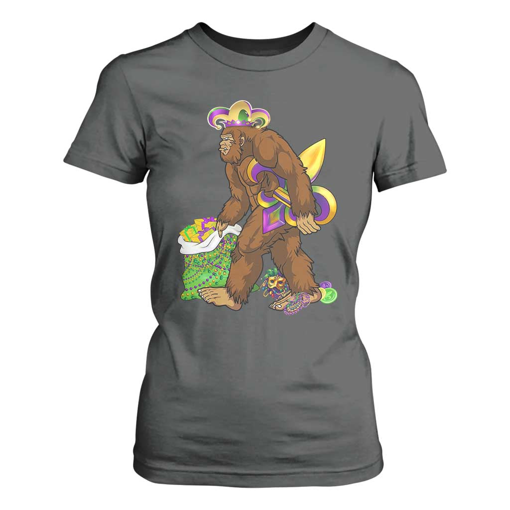 Funny Bigfoot Carnival Mardi Gras Party T Shirt For Women TS11 Dark Heather Print Your Wear