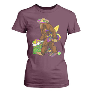 Funny Bigfoot Carnival Mardi Gras Party T Shirt For Women TS11 Maroon Print Your Wear