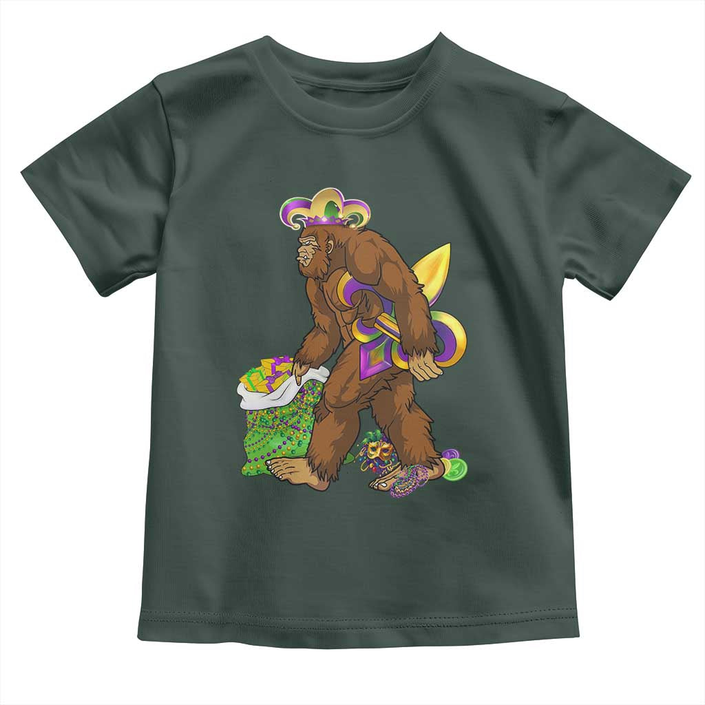 Funny Bigfoot Carnival Mardi Gras Party Toddler T Shirt TS11 Dark Forest Green Print Your Wear