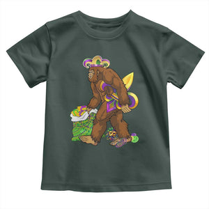 Funny Bigfoot Carnival Mardi Gras Party Toddler T Shirt TS11 Dark Forest Green Print Your Wear