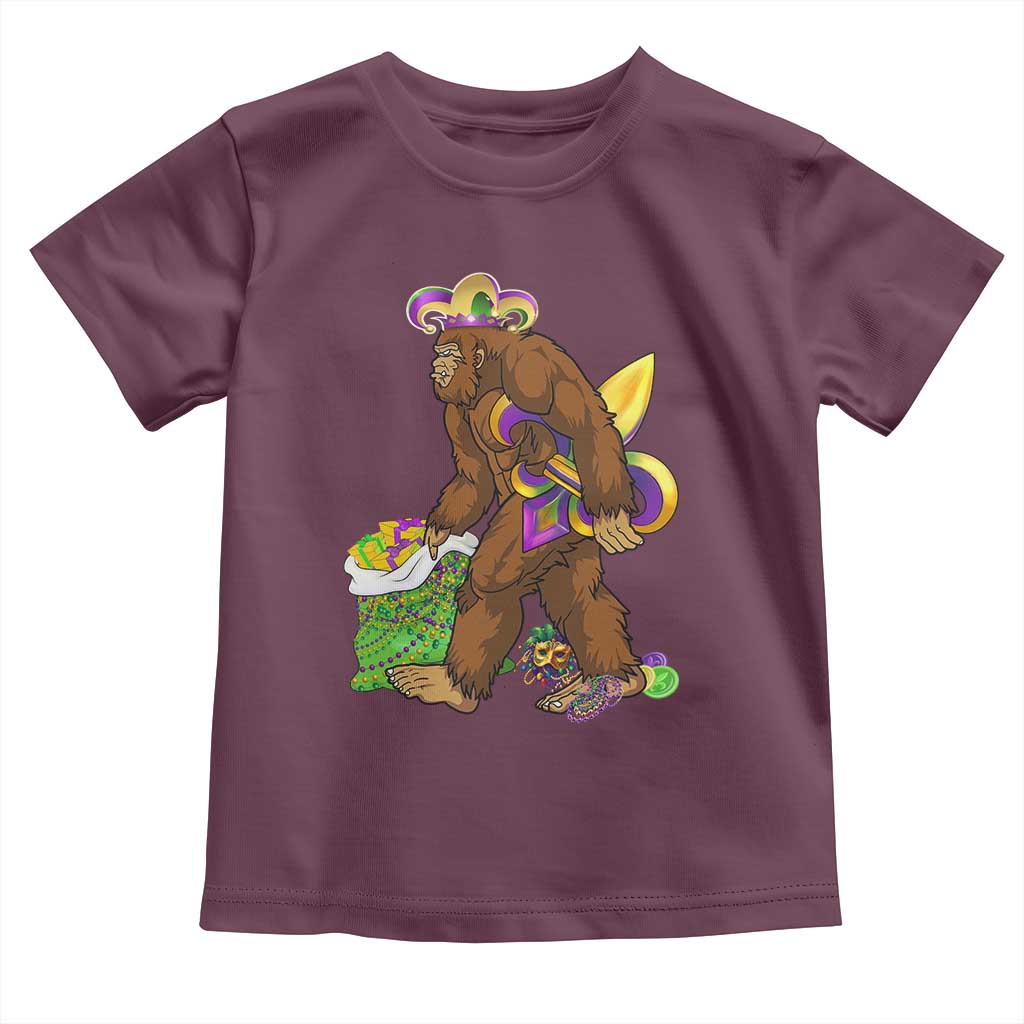 Funny Bigfoot Carnival Mardi Gras Party Toddler T Shirt TS11 Maroon Print Your Wear