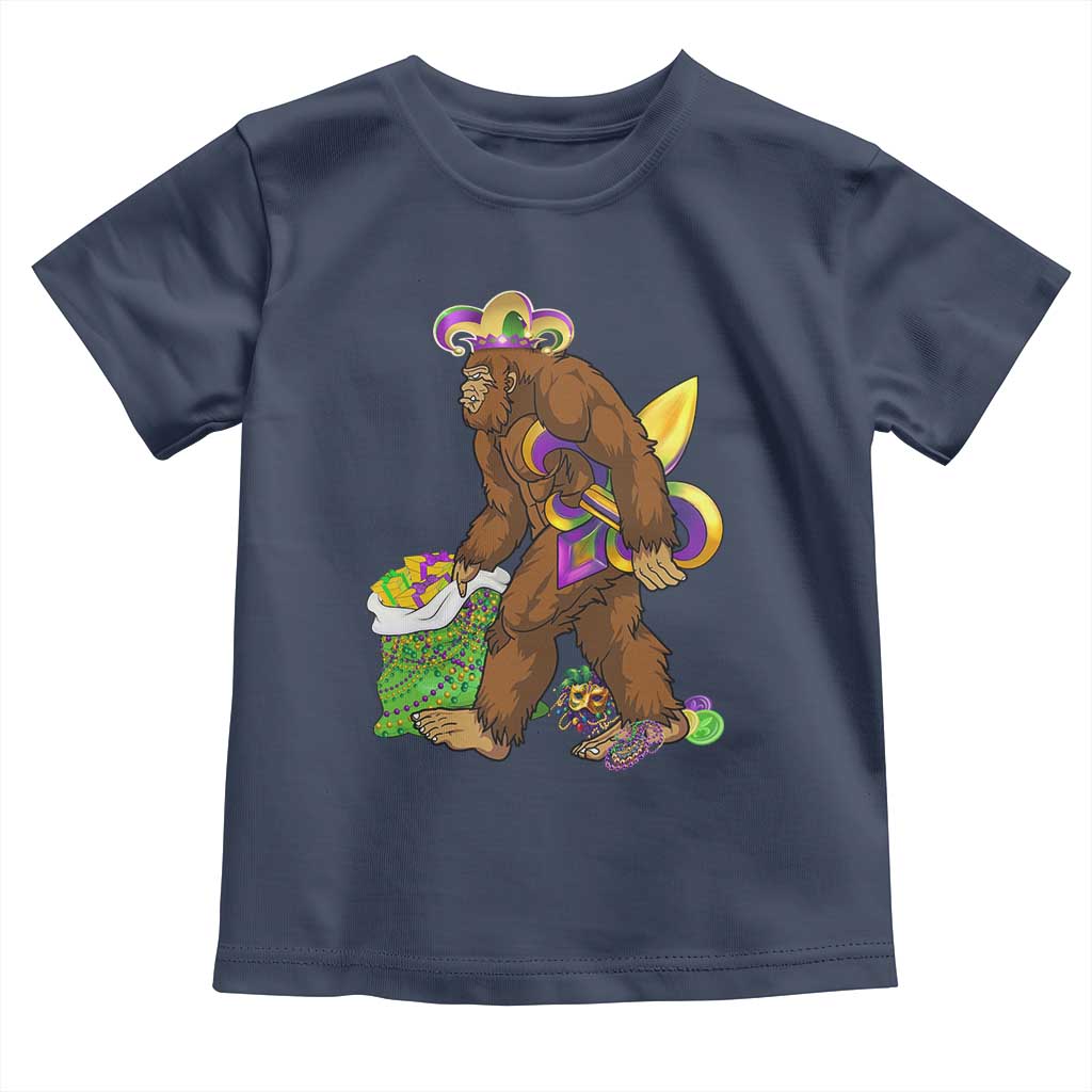 Funny Bigfoot Carnival Mardi Gras Party Toddler T Shirt TS11 Navy Print Your Wear
