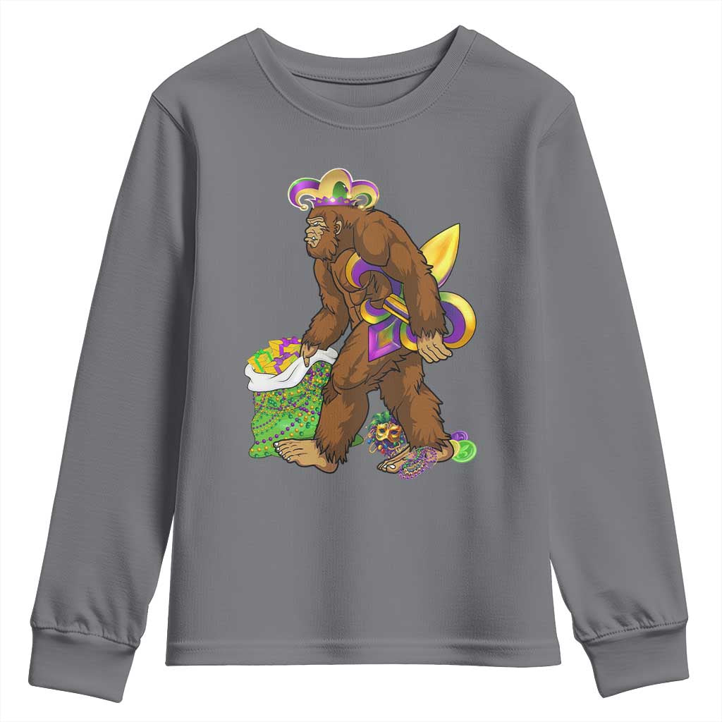 Funny Bigfoot Carnival Mardi Gras Party Youth Sweatshirt TS11 Charcoal Print Your Wear