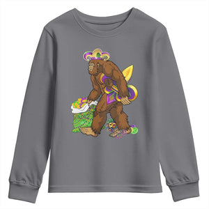 Funny Bigfoot Carnival Mardi Gras Party Youth Sweatshirt TS11 Charcoal Print Your Wear