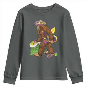 Funny Bigfoot Carnival Mardi Gras Party Youth Sweatshirt TS11 Dark Heather Print Your Wear