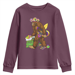 Funny Bigfoot Carnival Mardi Gras Party Youth Sweatshirt TS11 Maroon Print Your Wear