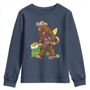 Funny Bigfoot Carnival Mardi Gras Party Youth Sweatshirt TS11 Navy Print Your Wear