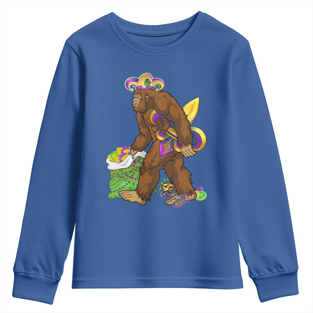 Funny Bigfoot Carnival Mardi Gras Party Youth Sweatshirt TS11 Royal Blue Print Your Wear