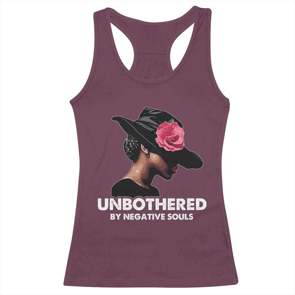 Funny African American Racerback Tank Top Unbothered By Negative Souls TS11 Maroon Print Your Wear