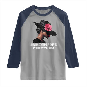 Funny African American Raglan Shirt Unbothered By Negative Souls TS11 Sport Gray Navy Print Your Wear